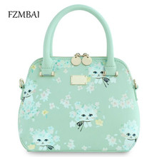 FZMBAI Women's handbag 2021 Bolsos Mujer Cat Printing One Shoulder Sweet Gentlewomen Chain Shell Bag 2024 - buy cheap