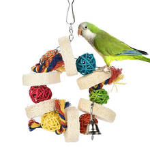 Bird Toys Parrot Toys Swing Parrot Cage Hanging Loofah Sponge Cockatiel Parakeet Pet Bird Bites Climb Chew Toys Wholesale 40DC27 2024 - buy cheap