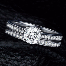 Очаровательное женское кольцо для влюбленных 2 шт./компл., модные ювелирные изделия из циркония, бижутерия, обручальные кольца с кристаллами для женщин и мужчин, кольца 2024 - купить недорого