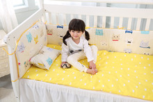 Promotion! 6PCS New Arrived Cartoon 100% Cotton Cot Baby Bedding Set/baby Crib Bedding Set ,include(bumper+sheet+pillow cover) 2024 - buy cheap