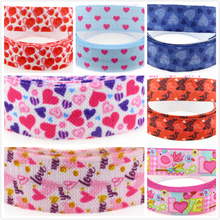 5/8"16mm Heart Patterns Printed Fold Over Elastic Ribbon Love Series DIY Valentine's Day Gift Packing Stuffs 50yards/roll 2024 - buy cheap