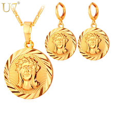U7 Jesus Piece Fashion Necklace Earrings Sets Women Gold/Silver Color Cross Religious Jewelry Sets For Women S712 2024 - buy cheap