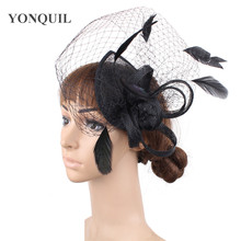 Extensão de cabelo clássico da noiva sinamay, casamento fascinator, grampo de cabelo, peruca de noiva, coquetel, chapéu de igreja 2024 - compre barato