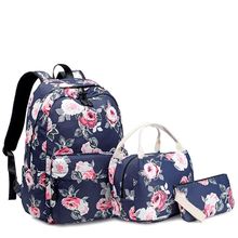 3 Pieces/set Girls School bags Child Backpack For Girl Beautiful Flowers Printing Students Princess Kids Backpack Girls Bookbags 2024 - buy cheap