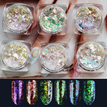 1 box DIY lucency Chameleon 3D Flakes Sequins Nail Glitter Powder Dust Mirror Chrome Pigment Nail Art Sheets Decorations 2024 - buy cheap