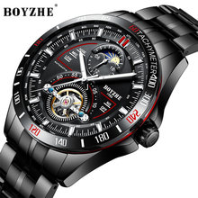 BOYZHE Watch Men Luxury Waterproof Moon Phase Mechanical Automatic Perspective Tourbillon Fashion Business Watch Men Casual 2024 - buy cheap