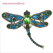 EVerLasting Crystal Vintage Dragonfly Brooches for Women Large Insect Brooch Pin Fashion Dress Coat Accessories Cute Jewelry 2024 - buy cheap