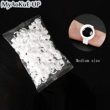 Disposable Glue Ring Cups Pigment Holder For Eyelashes Extension 100pcs Tattoo Ring Adhesive Glue Holder Palette Container 2024 - buy cheap