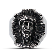 Anillo Vintage para hombre, acero inoxidable, titanio, Jesús, pieza cruzada, cabeza de Jesús, dedo, masculino 2024 - compra barato