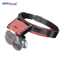 Luckyzoom Deatchable LED Illuminated Magnifier Loupe 1.7X 2X 2.5X 4.5X Loop Headband Eye Magnifying Glass Reading repair Lupa 2024 - buy cheap