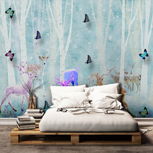 Custom 3d wallpaper modern dreamy deer background wall - high-grade waterproof material 2024 - buy cheap