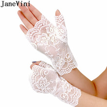 JaneVini-guante para boda, Sexy, corto de encaje, barato, sin dedos, longitud de muñeca, guantes de novia para fiesta de noche, guantes de baile, accesorios de boda 2024 - compra barato