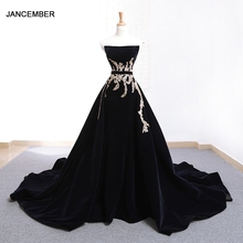 J66680 jancember negro vestido de noche 2019 sexy sin tirantes escote barco con espalda al aire de noche vestido de fiesta con cinturón فساتين سواريه 2024 - compra barato