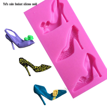 3D Silicone Stilleto Salto Alto Molde Sapato Senhora Moldes Para ferramentas de Decoração Do Bolo molde de cozimento cozinhar F0801 2024 - compre barato