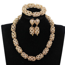 Hollow Gold Beads African Wedding Beads Necklace Jewelry Set Chunky Statement Necklace Set Dubai Bridal Jewelry Set P84-9 2024 - buy cheap