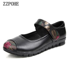 ZZPOHE New Spring Autumn Fashion Woman Leather Soft Casual Flat Shoes Mother Comfortable national style shoes Women Driving shoe 2024 - buy cheap