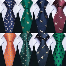 Новинка от Barry.Wang, мужской свадебный галстук с рисунком динозавра, мужские свадебные галстуки 8,5 см, галстук, деловые шелковые галстуки для мужчин 2024 - купить недорого