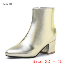 Spring Autumn Women High Heel Ankle Boots Booties Square High Heels Shoes Woman Short Boots Plus Size 32 33 - 40 41 42 43 44 45 2024 - buy cheap