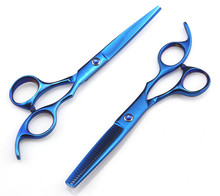 Profissional 6.0 polegada japão 440c 6cr13 azul desbaste tesouras tesoura de corte barbeiro corte de cabelo conjunto tesoura cabeleireiro 2024 - compre barato