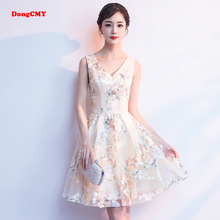 DongCMY Prom Women Pretty 2021 New Vneck Student Young Short Sexy Party flowers Graduation dresses 2024 - buy cheap