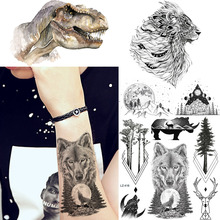 Waterproof Wolf Moon Black Tree Rhinoceros Tattoos Temporary Women Men Wrist Fake Tatoo Stickers Body Arm Chest Tattoo Custom 2024 - buy cheap