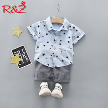 R&Z children's suit 2019 summer new boy print five-pointed star cotton shirt T-shirt shorts two-piece suit children's suit 2024 - buy cheap