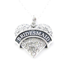 BRIDESMAID big size hearts BRIDESMAID crystal heart pendant necklace Family Jewelry Gift 2024 - buy cheap