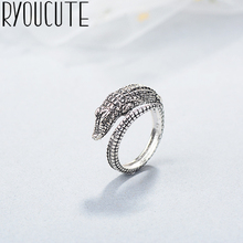 Anéis de crocodilo real da moda para mulheres joia statement anel de dedo animal 2024 - compre barato