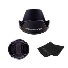 58MM flower lens hood+snap-on front lens cap+black cloth for canon nikon pentax sony camera 2024 - buy cheap