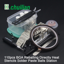 110pcs BGA Reballing Directly Heat Stencils Solder Paste Balls Station BGA Reballing kit For SMT Rework Repair 10pcs Solder ball 2024 - buy cheap