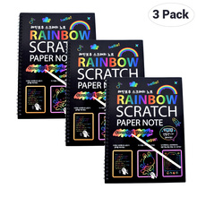 3Pcs/pack 26*19cm Large Color Rainbow Scratch Paper Note Book Drawing Toys Black Diy Drawing Toys Scraping Painting 2024 - buy cheap