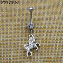 New 2019 Fashion Horse Unicorn Pendant Dangle Navel Belly Button Rings Crystal Body Piercing Jewelry for Women Best Friend Gifts 2024 - buy cheap