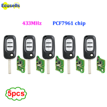 Mando a distancia con 3 botones para coche, 5 unids/lote, CHIP PCF7961 de 433MHZ, para Renault Fluence, Megane, Scenic, Fluence, Clio 3, Kangoo Master Modus 2024 - compra barato