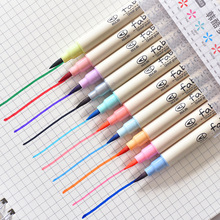 Pincel de pintura de 10 cores, caneta com pontas macias para caligrafia, arte, material de papelaria 2024 - compre barato