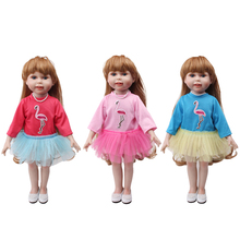 Doll clothes long-sleeved dress set 3-color flamingo toy accessories fit 18 inch Girl doll and 43 cm baby dolls c726 2024 - buy cheap