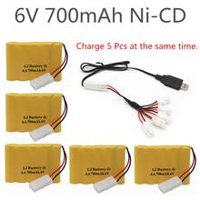6v 700mah AA NI-CD Battery with charger High capacity electric toy battery Remote car ship robot rechargeable 6 v 700 mah 2024 - buy cheap