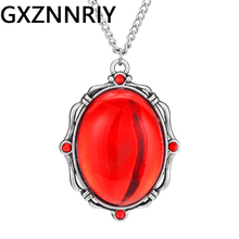 Vintage Red Precious Stone Pendant Necklace for Women Accessories Antique Chain Long Necklaces Pendants Female Jewelry Gifts 2024 - buy cheap