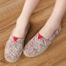 Sapatos femininos casuais de canudo, calçado unissex plataforma de cânhamo para pescador 2024 - compre barato