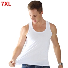 Summer new men's plus size 7XL Tank Tops cotton quality camisole skin-friendly cotton base casual vest 2024 - buy cheap