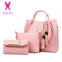 YANXI Shoulder Bag Women 3Pcs High Quality Tassel Shoulder Bag Crossbody Bag Handbag Leather Shoulder Bag Purses and Handbags 2024 - buy cheap