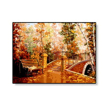 Pintura por números diy, arte de decoração, 50x65 60x75cm outono floresta arco ponte paisagem tela casamento decoração imagem de arte presente 2024 - compre barato