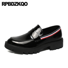 Solid British Style Patent Leather Elevator Fashion Black Slip On Runway Summer Loafers Hot Sale Platform Luxury Brand Shoes Men 2024 - buy cheap