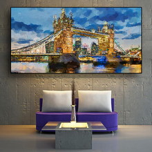 London Tower Bridge Build Abstract Oil Painting on Canvas Cuadros Posters and Prints Cuadros Wall Art Pictures For Living Room 2024 - buy cheap