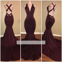 Backless Prom Dresses Mermaid Deep V-neck Sexy Backless Party Maxys Long Prom Gown Evening Dresses Robe De Soiree 2024 - buy cheap