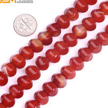 Gem-inside Natural Smooth Pumpkin Lantern Shape Red Black Agates Beads For Jewelry Making 10x11mm 15inches DIY Jewellery 2024 - buy cheap