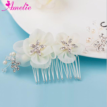 Prom Headdress Accessory Rhinestone Pearl Women Headpiece Artificial Flower Bridal Bridesmaid Hair Side Comb Banquet Jewelry 2024 - buy cheap