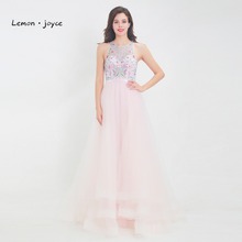 Lemon joyce Luxury Beading Evening Dress Tulle Scalloped Backless Long Floor Length Evening Gowns Formal Party Dresses Plus Size 2024 - buy cheap