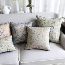 Wholesales Soft Velvet /Cotton Linen Cushion Cover Country style Shabby Chic Floral Pink Blue Home Decorative PillowCase 45x45cm 2024 - buy cheap