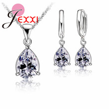 Fashion CZ Necklace And Earrings Jewelry Set 18 inch 925 Sterling Silver Necklace Chains Jewelry Set Hot Sale 2024 - buy cheap