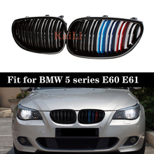 Front Gloss Black Kidney 2 Fins Bumper Grilles For BMW E60 E61 M5 5 Series 520d/520i/523i 2005-2009 2024 - buy cheap